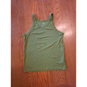 GAP Basic Ribbed Knit Tank Top, Sage Olive Green